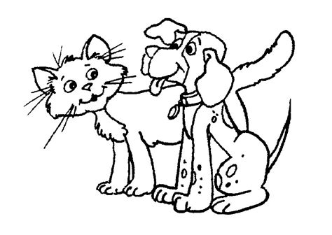 dog and cat clipart black and white